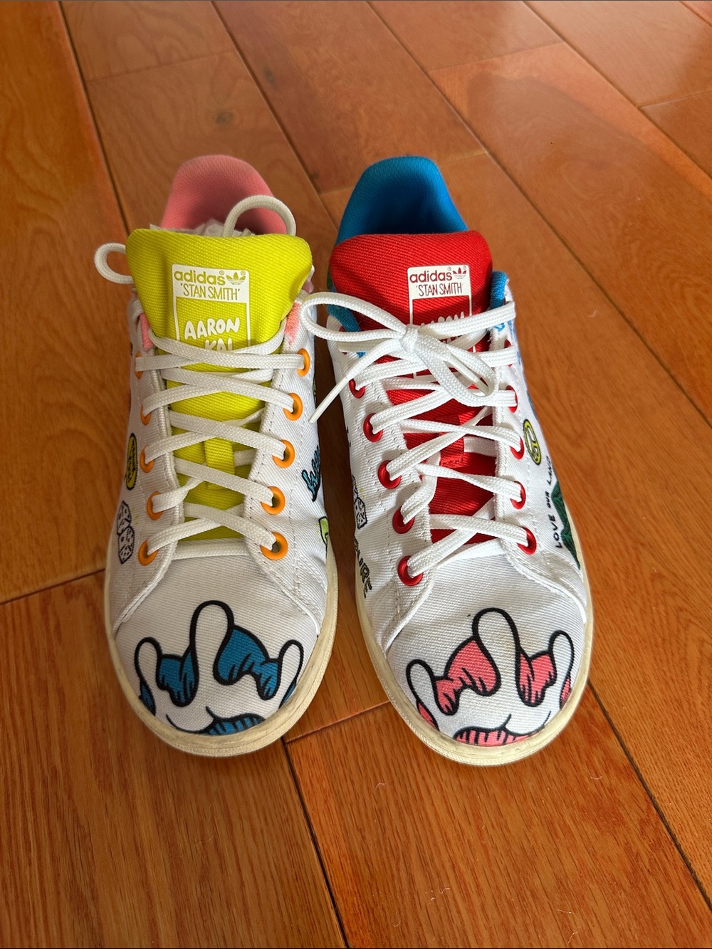 adidas Kids White Sneakers with Multicolor Graphic Accents